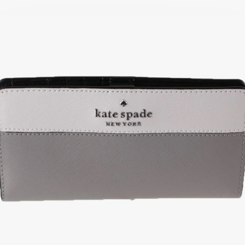 Kate Spade Colorblock Slim Wallet — White & Light Gray - Picture 5 of 7